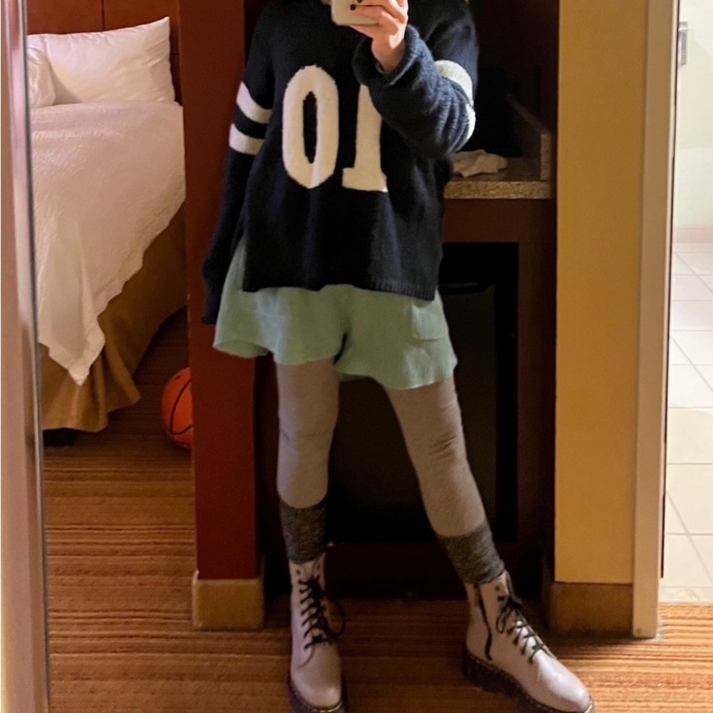 Free People Oversized Green Knit Sweater Romper - Picture 4 of 4
